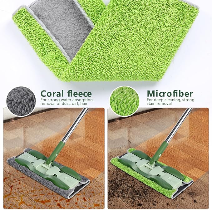 Microfiber Mops for Floor CleaningMasthome Professional Floor Mops with Washable Pads 4pcsWet Dry Use Flat Mop with 59'' Long Stainless Steel Handledust mop for Hardwood Floors Suitable Office Home