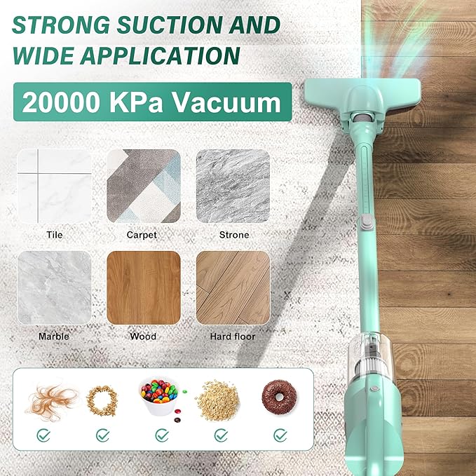 Stick Vacuum Cleaner Corded Lightweight Powerful Electric Broom Vacumm for Home Apartment Office Hardwood Floors Carpet Pet Hair Dust Clean 20Ft Power Cord 20KPa Strong Suction