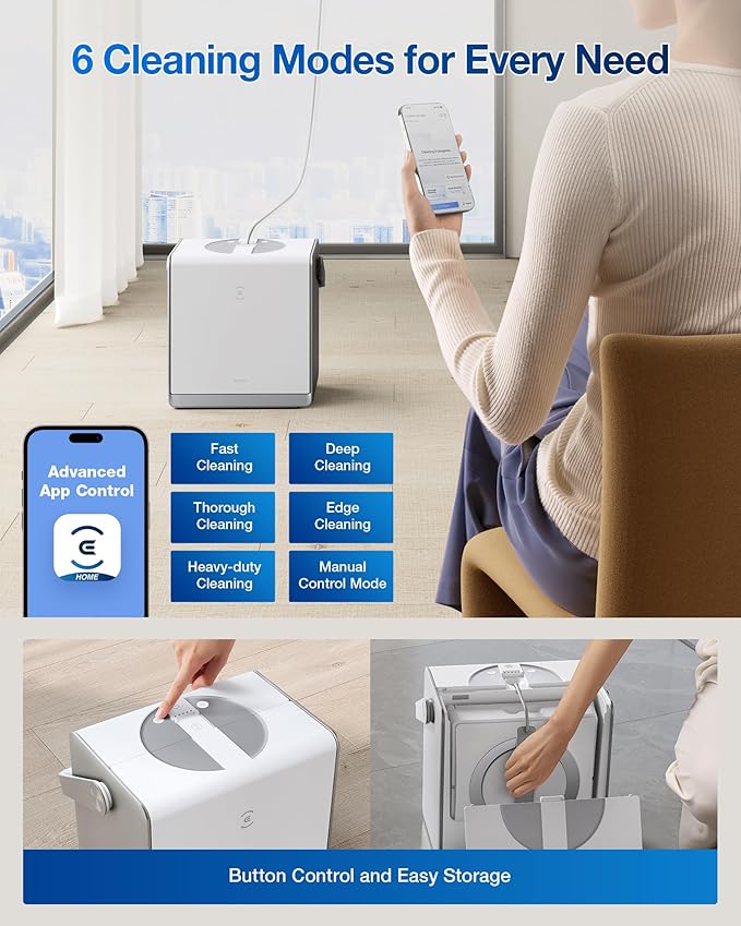 ECOVACS WINBOT W2 PRO Omni Portable Window Cleaning Robot with Multi-Functional Station Charging While Working Intelligent Cleaning with Triple Nozzle Water Sprayer 12-Level Protection