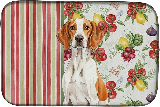 Caroline's Treasures Orange and White Pointer Vegetables Dish Drying Mat Absorbent Dish Drying Mat Pad for Kitchen Counter Dish Drainer Mat for Countertop 14 x 21 Multicolor