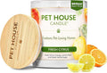One Fur All Pet House Candle Plant-Based/Soy - Clean Burning Scented Long Lasting Pet Odor Candle for Home - Fresh Citrus