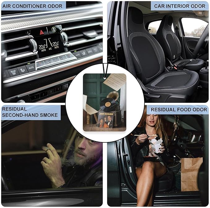5PCS Car Air Freshener Hanging Personalized Double Sided Vintage Phonograph Car Fresheners Long Lasting New Cars Scents Cute Automotive Freshies for Closets Drawers (tea)