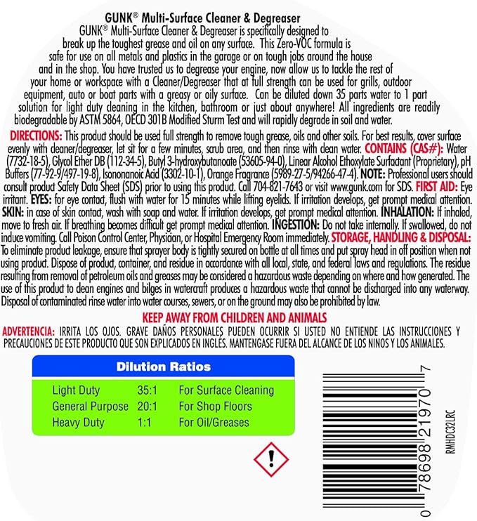 Gunk HDC32-6PK All Purpose Cleaner and Degreaser - 32 oz. (Case of 6)