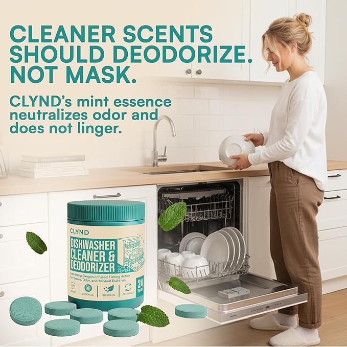 Dishwasher Cleaner and Deodorizer Tablets - 24 Pack Deep Clean Dishwasher Cleaning Tablets Heavy Duty Streak-free Shine Dish Washer Cleaner Natural Descaler and Odor Eliminator 12 Month Supply