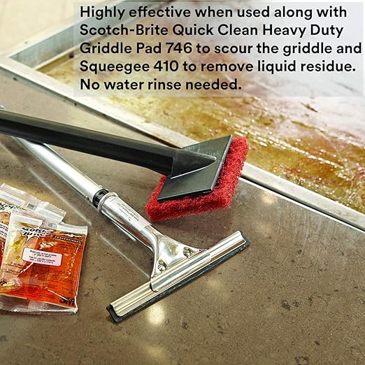 3M Scotch-Brite Griddle Cleaning Quick Clean Liquid 700-40 3.2 Oz Packet 40/Pack Heavy Duty Cleans in 3-5 Minutes for Baked on Food and Cooking Oils Use on Hot or Cool Griddle