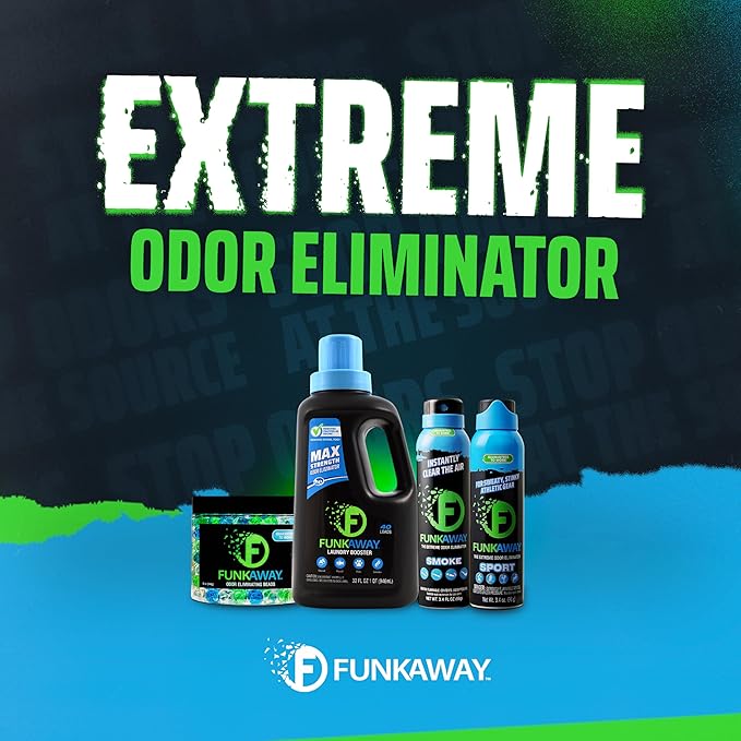 FunkAway Big Jobs Aerosol Spray 13.5 oz. 3 Pack Extreme Odor Eliminator Spray Ideal for Shoe Smells Pet Odors and Large Stuff that Won't Fit in the Wash Attacks Musty Odors at the Source