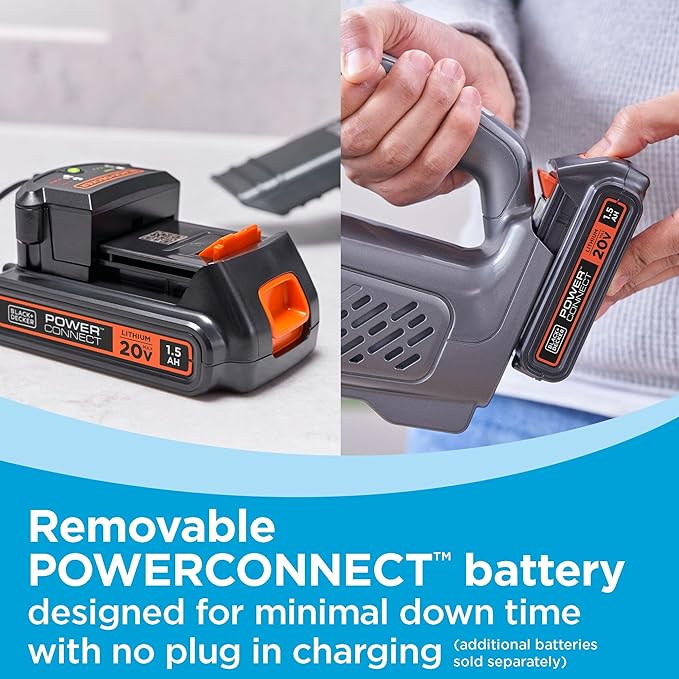BLACK+DECKER 20V MAX POWERCONNECT Handheld Vacuum Cordless Battery Not Included Bare Tool Only (BCHV001B)