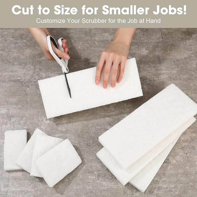 40 Pieces Non Scratch Scrubbing Pad Reusable Kitchen White Dish Scrubber Scouring Sponge Pads Multi Purpose for Kitchen Household Cleaning Supplies 10 x 4 Inch