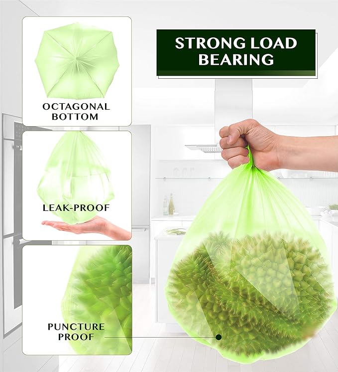 Compostable Trash Bags - FORID 8 Gallon Garbage Bags 150 Count Trash Can Liners 30 Liter Unscented Medium Wastebasket Bags for Kitchen Bathroom Home Office Garbage Can (5Rolls/Green) - Durable &amp T