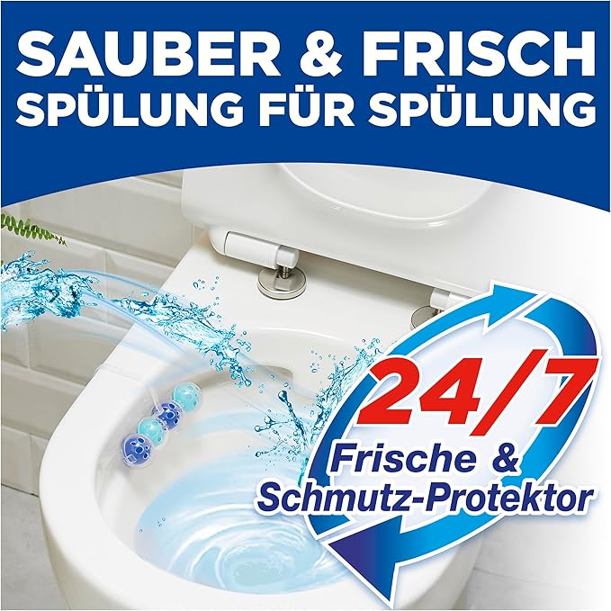 WC-Frisch Kraft Active Fragrance Rinser Fresh Breeze (2 x 50 g) Toilet Cleaner for Cleaning with Every Flush Fragrance Stones for Long-Lasting Fresh Fragrance + 50% Anti-limescale Effect