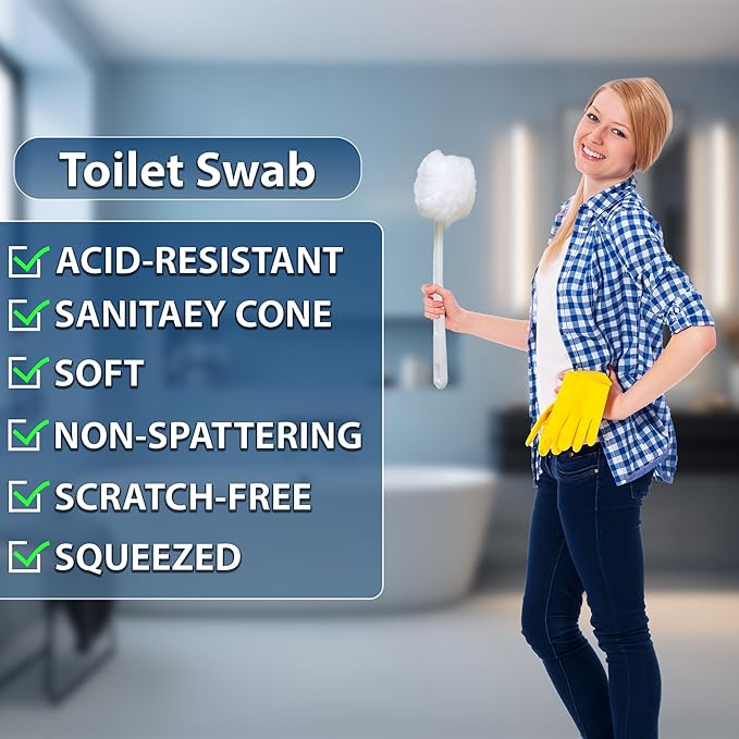 Bundle of Amazon Brand -Toilet Bowl Cleaners +Pack of 4 Stainless Steel-Wrapped Sponge Scrubbers + Toilet Soap Scum Remover+ Pack of 2 Long Plastic Handled Swab +Silicone Toilet Brush and Holder Set