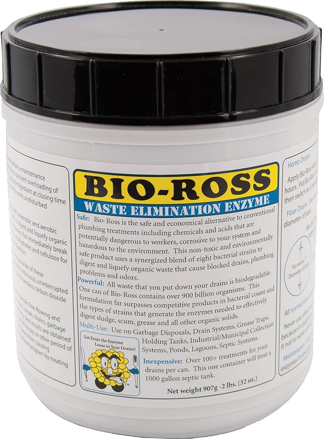Bio-Ross Drain &amp Septic Drain Cleaner By Bio Ross Elimination Enzyme Drain Cleaner One 2 lbs Containers