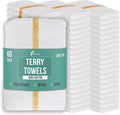 GREEN LIFESTYLE Blue &amp Orange Striped Terry Towels White Rags Bar Towels 100% Cotton Absorbent and Durable Multipurpose Cleaning Rags Kitchen Rags (14”x17” Pack of 60)