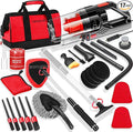 Viewsun 17PCS Car Cleaning Kit Red Car Interior Detailing Kit with High Power Handheld Vacuum Detailing Brush Set Windshield Cleaner Cleaning Gel Complete Auto Accessories for Women Girls Gift