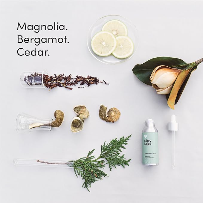 Dirty Labs | Signature Scent | Laundry Fragrance Oil and Glass Dropper | 80mL (2.7 fl oz) | Magnolia Bergamot and Cedar Blend | Laundry Scent Booster | Pairs with Dryer Balls | Hypoallergenic