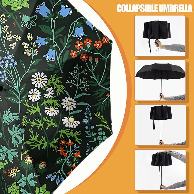 Small Compact Travel Automatic Folding Umbrella for Women Portable Lightweight Rain Wind UV Sun Shade