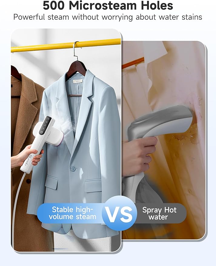 Steamer for Clothes 2-in-1 Travel Steamer &amp Iron for Clothes Portable Handheld Garment Steamer 15s Fast Heat-up 1200W Large Ceramic Heat Panel Quick Wrinkle Removal Travel &amp Home Use