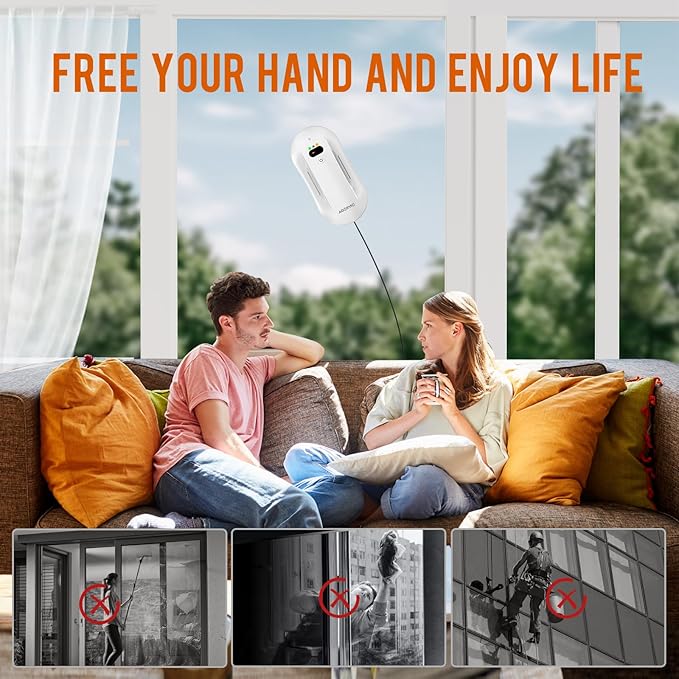 Window Cleaning Robot with Auto Water Spray &amp Smart Navigation Automatic Window Cleaner Robot for Inside/Outside Glass with Triple Safety System Edge Detection and Remote Control