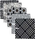 Waffle Weave Microfiber Dish Cloths || 5 Pack || Highly Absorbent || Quick Drying || Soft Premium Microfiber Cleaning Cloth || 12x12 inches (Black Multi)