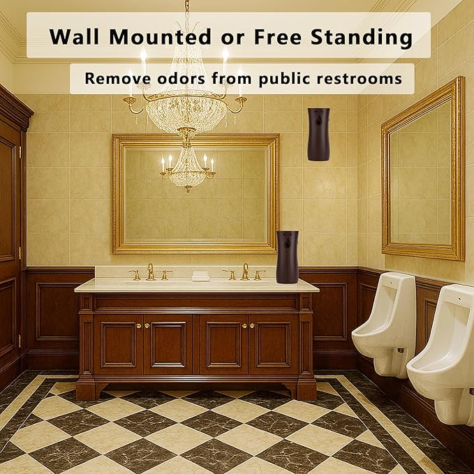 Automatic Air Freshener Spray Dispenser 6-Pack Wall Mounted or FreestandingMultiple Time SettingsCommercial and Home Use in Bathrooms Offices Living Rooms and Commercial Places (Wood 1121)