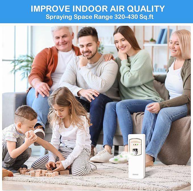 SVAVO Automatic Air Freshener Dispenser - Wall Mounted/Free Standing Auto Aerosol Spray Dispenser Programmable Fragrance Dispenser for Indoor-Bedroom Hotel Office Commercial Place White