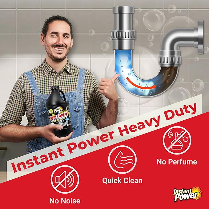 Hair &amp Grease Cleaner for Drains – Fast-Acting Liquid Clog Remover for Kitchen and Bathroom Plumbing Safe for Pipes and Septic Systems Includes Microfiber Cleaning Towel