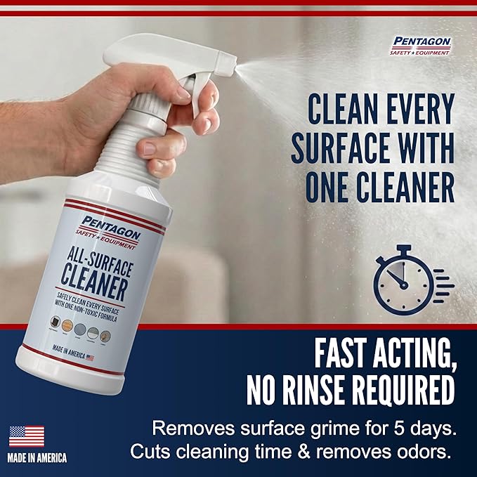 PENTAGON SAFETY EQUIPMENT All Surface Cleaner Spray (32oz) – Non-Toxic Streak-Free &amp Alcohol-Free | Safe for Electronics Glass Kitchen &amp Bathroom | Family-Safe Formula Made in USA