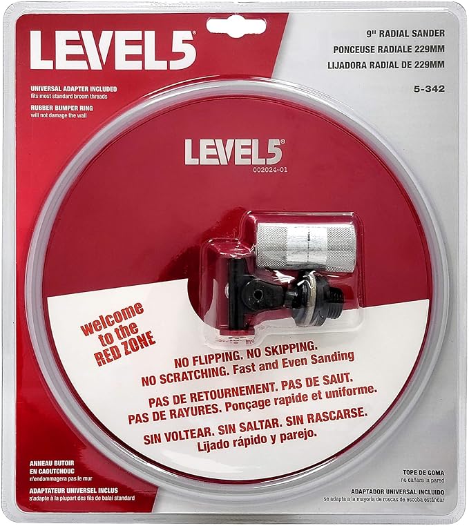 LEVEL5 9 Inch Radial Sanding Head | Wall Sander &amp Finishing Tool | Hook &amp Loop System | Anodized Aluminum Construction | 5-342