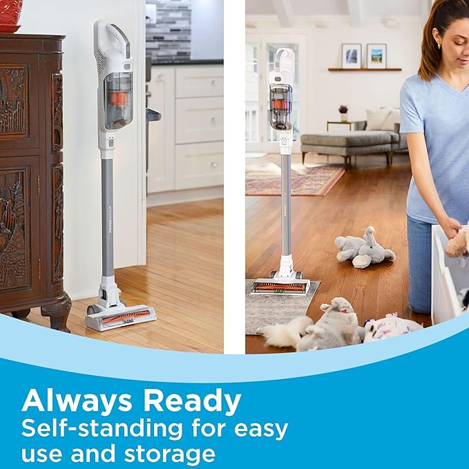 BLACK+DECKER POWERSERIES+ 20V MAX Cordless Stick Vacuum Cleaner with LED Floor Lights Bagless Lightweight Cordless Vacuum Cleaners for Home Up to 44 Minutes Powerful Suction Gray (BHFEA520J)