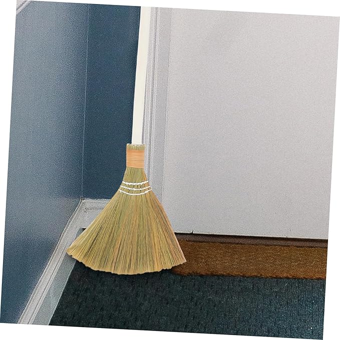 2pcs Miscanthus Hand Brush Broom Soft Bristle Cleaning Tool for Home Asian Broomstick Detachable Head Handheld for Dust Removal