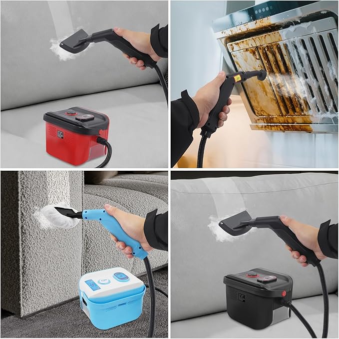 1500w Handheld Steam Cleaner 4.5 Bar Steam Cleaner W/6.56ft Hose +4 Brush3 Levels Steam Output &amp Electronic Digital Display For Home FurnitureBathroomCar Detailing. (Black)