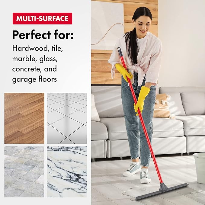 Tyroler Floor Squeegee for Concrete Floors 17 Heavy Duty Squeegee for Floor Squeegees Broom for Floors with 55 4 Part Handle Perfect for Tiles Marble Garage Deck Patio Bathroom Shower