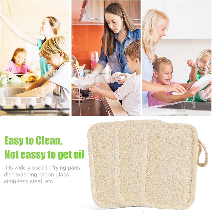 Natural Loofah Kitchen Sponges 20 PCS Natural Sponge for Dishes Cleaning 100% Biodegradable Compostable Vegetable Eco Friendly Sponges Non-Scratch No Odor Scrubber