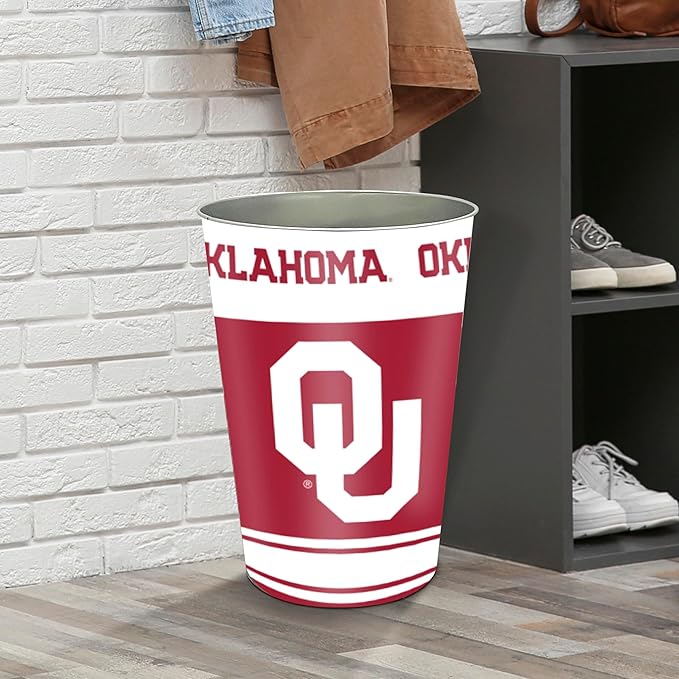 FANMATS University of Oklahoma Wastebasket | White | 15x10.5x10.5 | Primary Logo Helmet &amp Wordmark