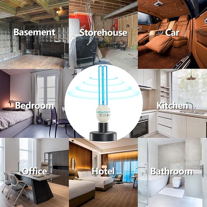 36Watts UV Sanitizer Lamp with Remote Control Powerful Ozone UVC Light with E26 Base for Basement/Bedroom/Kitchen/Office/Storehouse/Car 3-Gear Timer 110V with Ozone-– Perfect Father's Day Gifts
