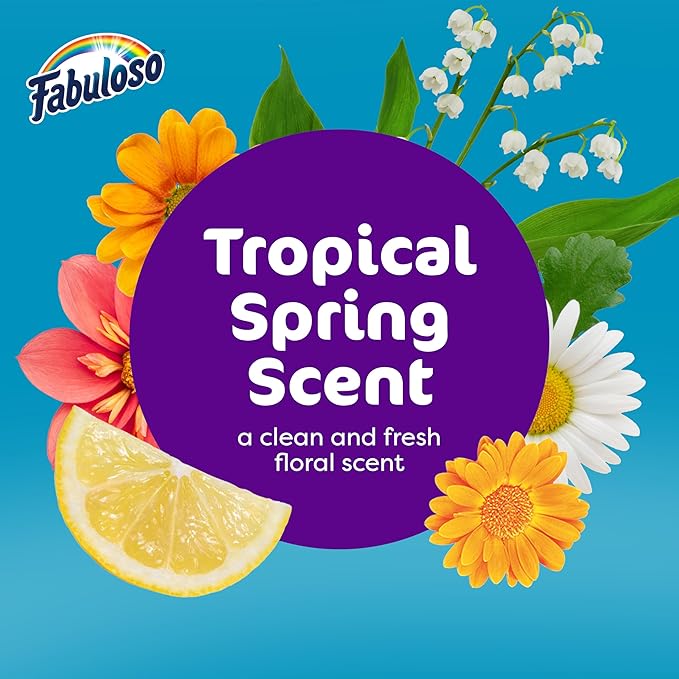 Fabuloso 2X Multi-Purpose Cleaner No Rinse Floor Cleaner Long-Lasting Freshness Tropical Spring Scent 56 fl oz