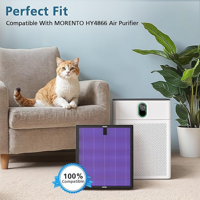 2 Pack HY4866 Multifunction Replacement Filters for MORENTO HY4866 WESTHEY HY4866 YIOU M1 Air Purifier 3-in-1 HEPA Filter with High-Efficiency Activated Carbon Filter Multifunction Version