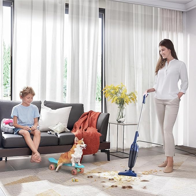 Vacuum Cleaner for Home.Wired Corded Stick Vacuum Cleaner for Pet HairCarpetHard Floor and Car CleaningHigh Power SuctionLightweight&ampPortable for Carrying.(Blue) (Blue Small)