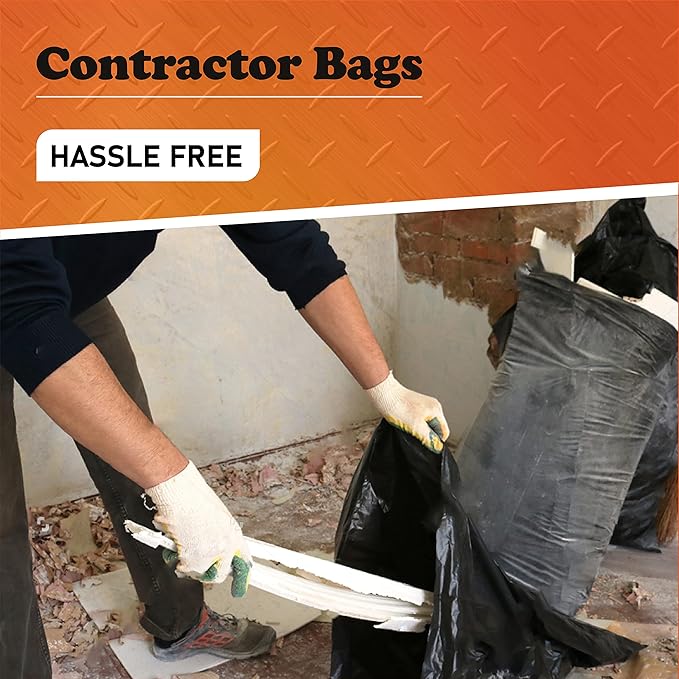 Contractor Garbage Bags 42 Gallon - Pack Of 20 Black 3 mil Strength Heavy Duty Trash Bags Garbage Bags 32”X46” Heavy Duty Plastic Construction Contractor Bags - Trash Can Liners
