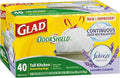 Glad OdorShield Tall Kitchen Drawstring Trash Bags - Febreze Mediterranean Lavender 13 Gallon 6 Packages of 40