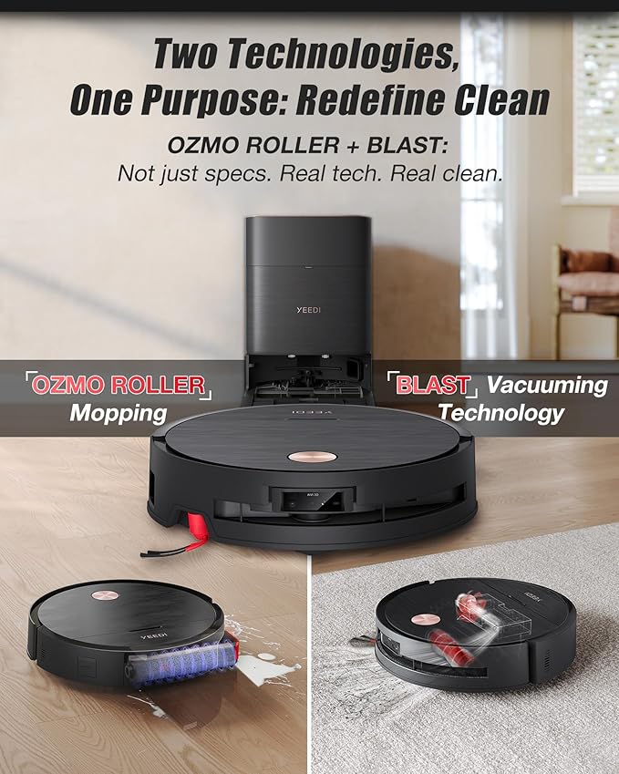 Yeedi S16 Plus Robot Vacuum &amp Mop with Automatic Omni Station Blast 16600Pa Suction OZMO Roller Self-Wash Mopping ZeroTangle 3.0 Triple Lift Floor Lift AI-Powered Navigation and Mapping