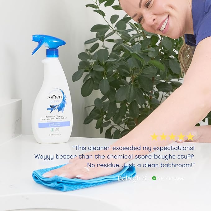 AspenClean | Bathroom Spray Cleaner | Eco-Friendly Cleaner for Hardwood Laminate Stone &amp Ceramic | Non - Toxic | 100% Natural | EWG Verified | Pack of 2