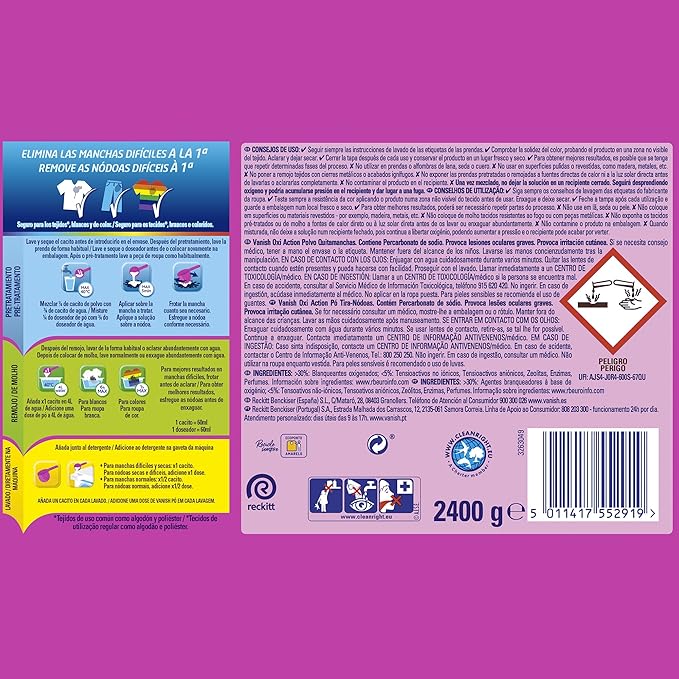 Vanish Gold Oxi Action Laundry Booster Stain Remover Powder for Colours 2.4 kg
