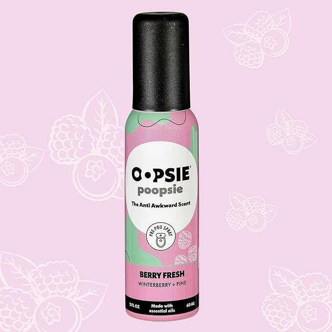 Oopsie Poopsie Pre Poop Spray - 4 Pack Natural Pre Poo Toilet Spray for Bathrooms Trap Odors &amp Eliminate Embarrassment 2oz Travel Size Pre Poo Air Freshener Spray (Variety 4-Pack)