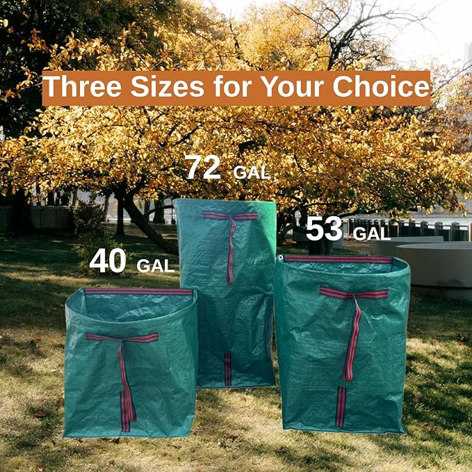 72 gallon Leaf Collector bags4-Pack Yard Waste BagsLarge Dustpan-Type Lawn Bags Leaf Bags for leaf vacuum Yard DebrisGrass ClippingsCollapsible Trash Can for PartiesLaundryCamping