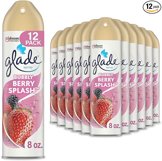 Glade Air Freshener Room Spray Bubbly Berry Splash 8 Oz 12 Count