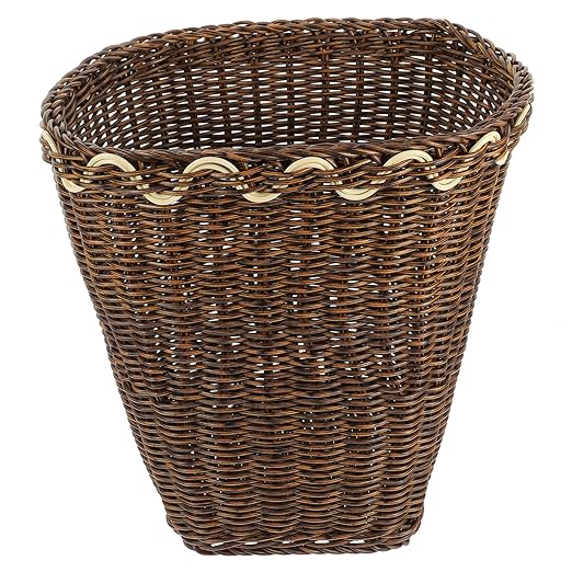 DOITOOL Elegant Woven Trash Can for Bathroom Office Decorative Waste Basket for Housewarmings
