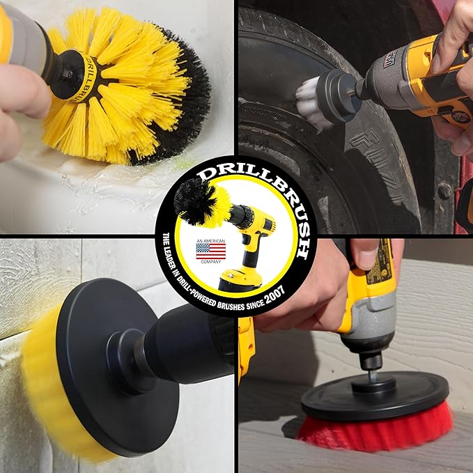 Household Essentials Cleaning Supplies with All Purpose Cleaner Paste - Shower Cleaner - Window - Grout Cleaner for Tile Floors - Oven Heavy Duty Cleaning - Bathroom Essentials - Sink Brush