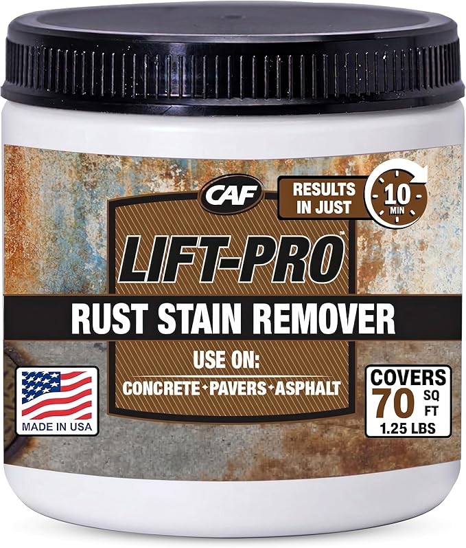 CAF Lift Pro Rust Stain Remover Concentrate for Concrete Pavers Brick Tile and Grout Outdoor Natural Cleaner Powder Makes 1 Gallon No Scrub Rust Remover for Driveway Patio and Asphalt Surfaces