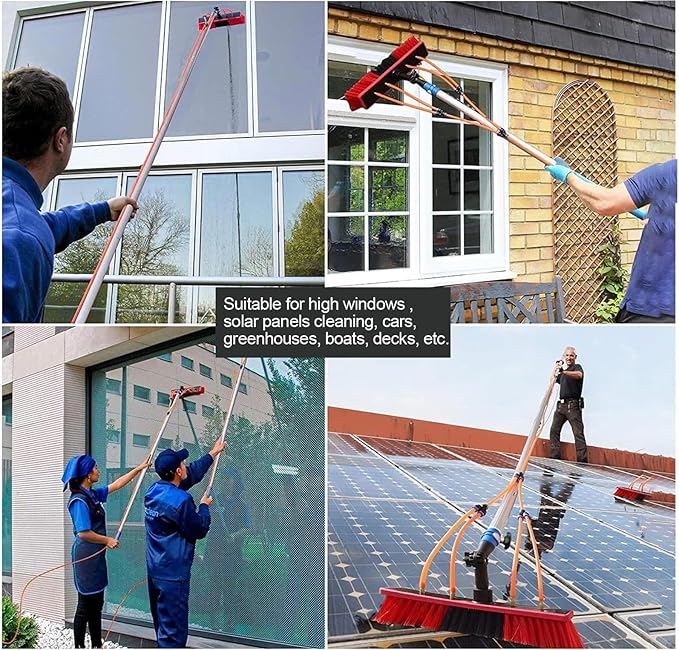 Window Cleaning Poles Water Fed Pole Kit for Solar Panel Cleaner and Outdoor High Washing Extendable Window Cleaning Conservatory Roof Cleaner(30FT/9M)